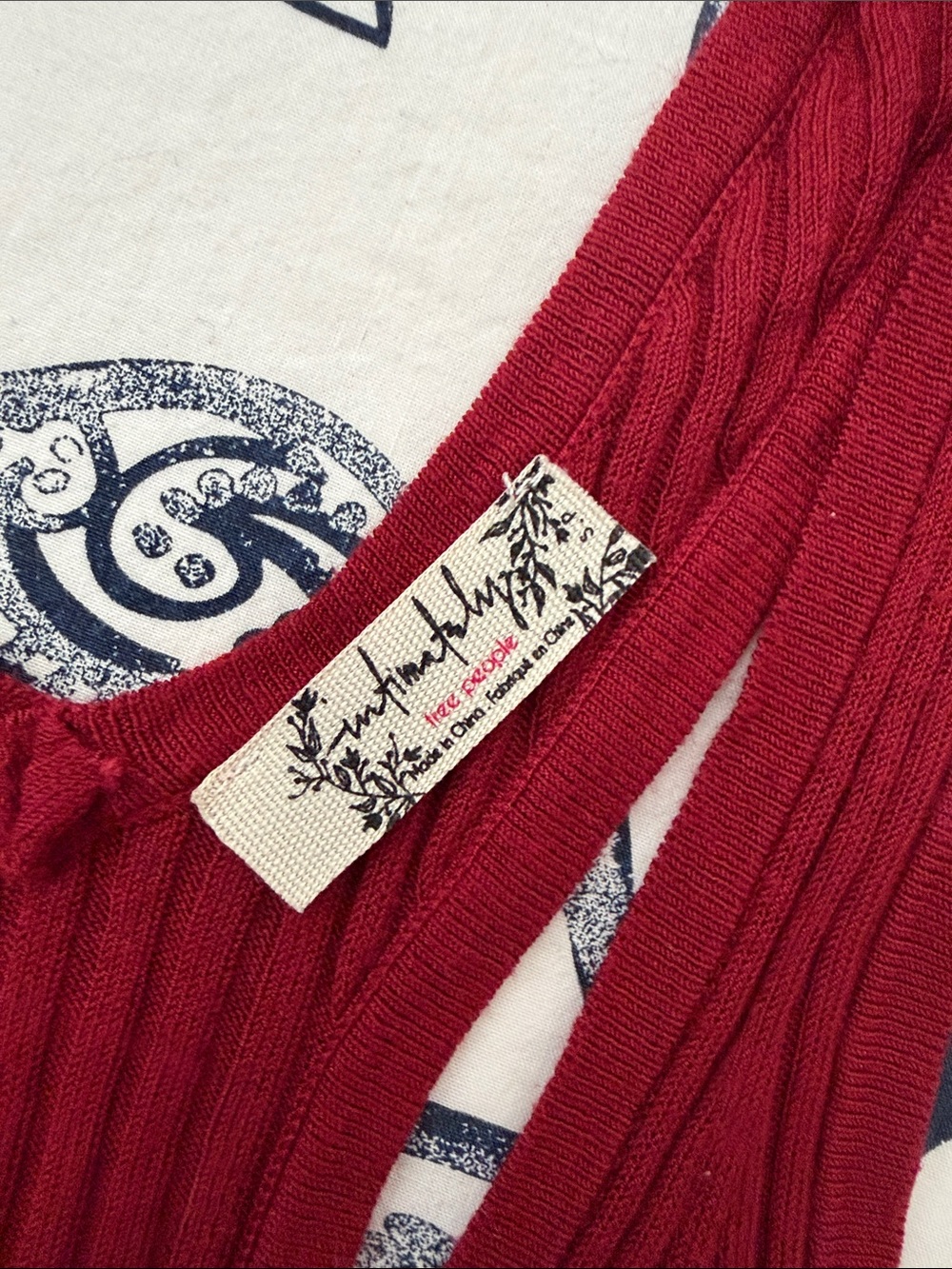 Free People Ribbed Button-Front Tank Top in Deep Red - Picture 2 of 3